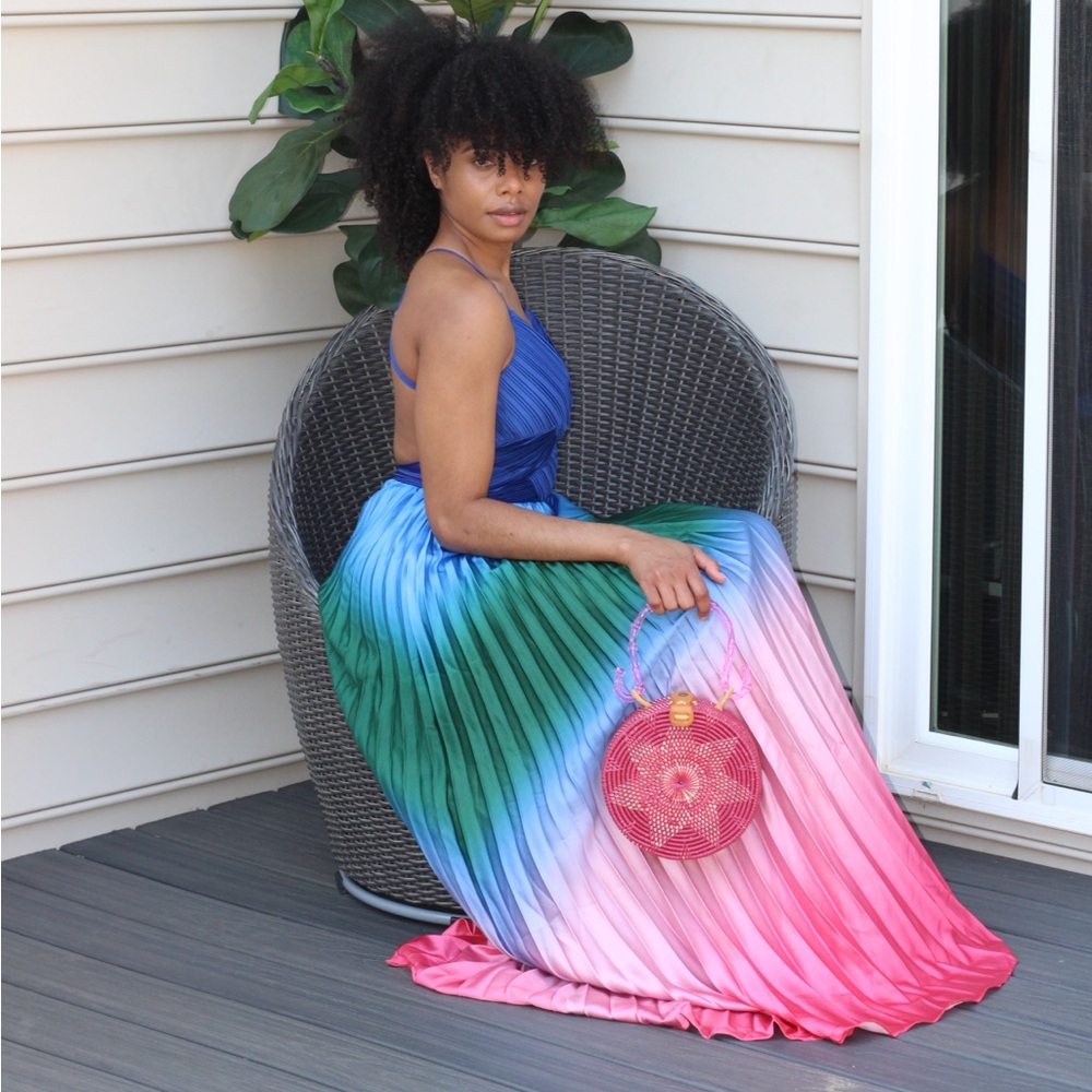 Ombré Pleated Maxi Dress